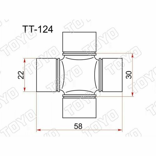 IPSAIP_TT-124 Крестовина карданного вала TOYOTA RX3 NOAH RA ACA2 GX9 FORESTER S12 IMPREZA GE GH LE без тавотни 1319₽