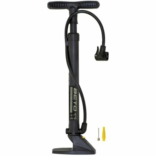 Насос велосипедный Beto 5-470319 напольный пластик 11бар160PSI универс гол-ка на шланге игла 10 черный 2630₽