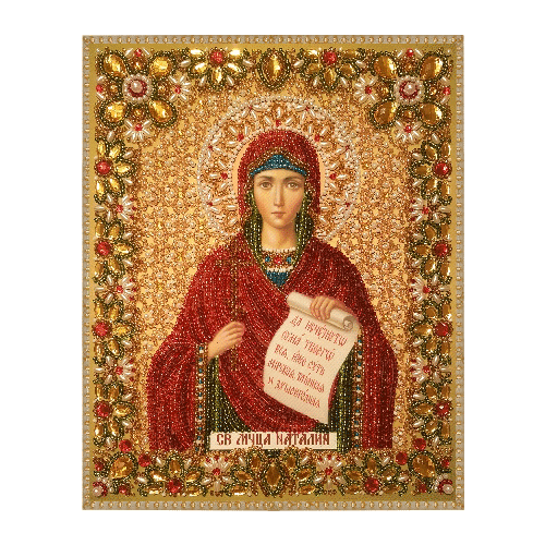 Набор для вышивания бисером с использованием камней и жемчуга Икона Св Наталья К-212 19х24 1650₽