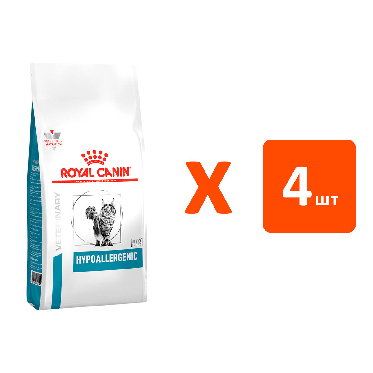 ROYAL CANIN HYPOALLERGENIC для взрослых кошек при пищевой аллергии 0,5 кг х 4 шт