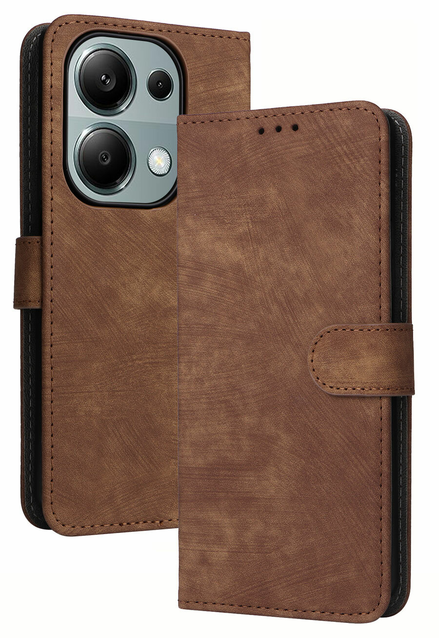 фото Чехол книжка для Poco M6 Pro (4G)/ Xiaomi Redmi Note 13 Pro (4G) c магнитной застежкой / Поко М6 Про 4G, Редми Нот 13 Про 4G c отделением под карты (зеленая)