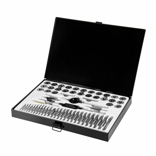 Набор метчиков и плашек 60 предметов М3-М12 14-12 в метал кейсе AV Steel 5573₽