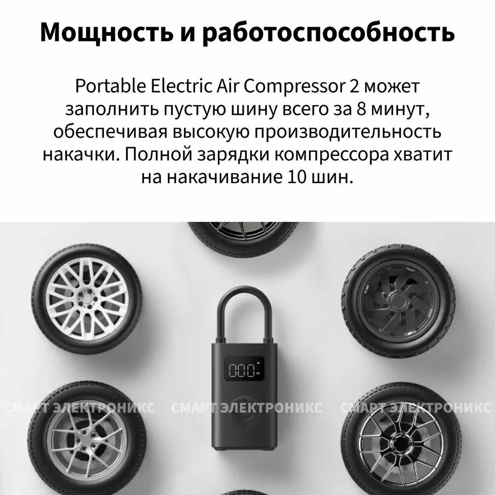 Изображение Компрессор портативный Mijia Electric Pump 2 / Автомобильный насос электрический