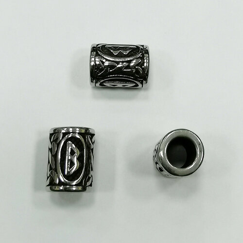 Бусина металлическая 1310мм Руна Беркана нержавеющая сталь с чернением 507₽