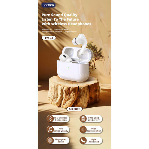 Беспроводные наушники Leedor для iPhone и Android - APods TWS нет ANС шумоподавление 1904₽