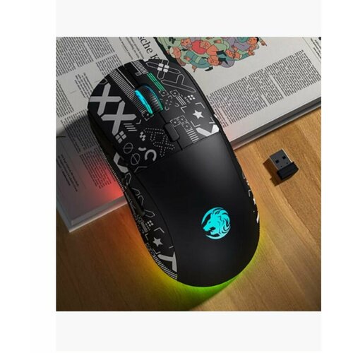 Беспроводная мышь EWEADN G301 Bluetooth и радиоканал с подсветкой RGB черный со стикерами 2800₽