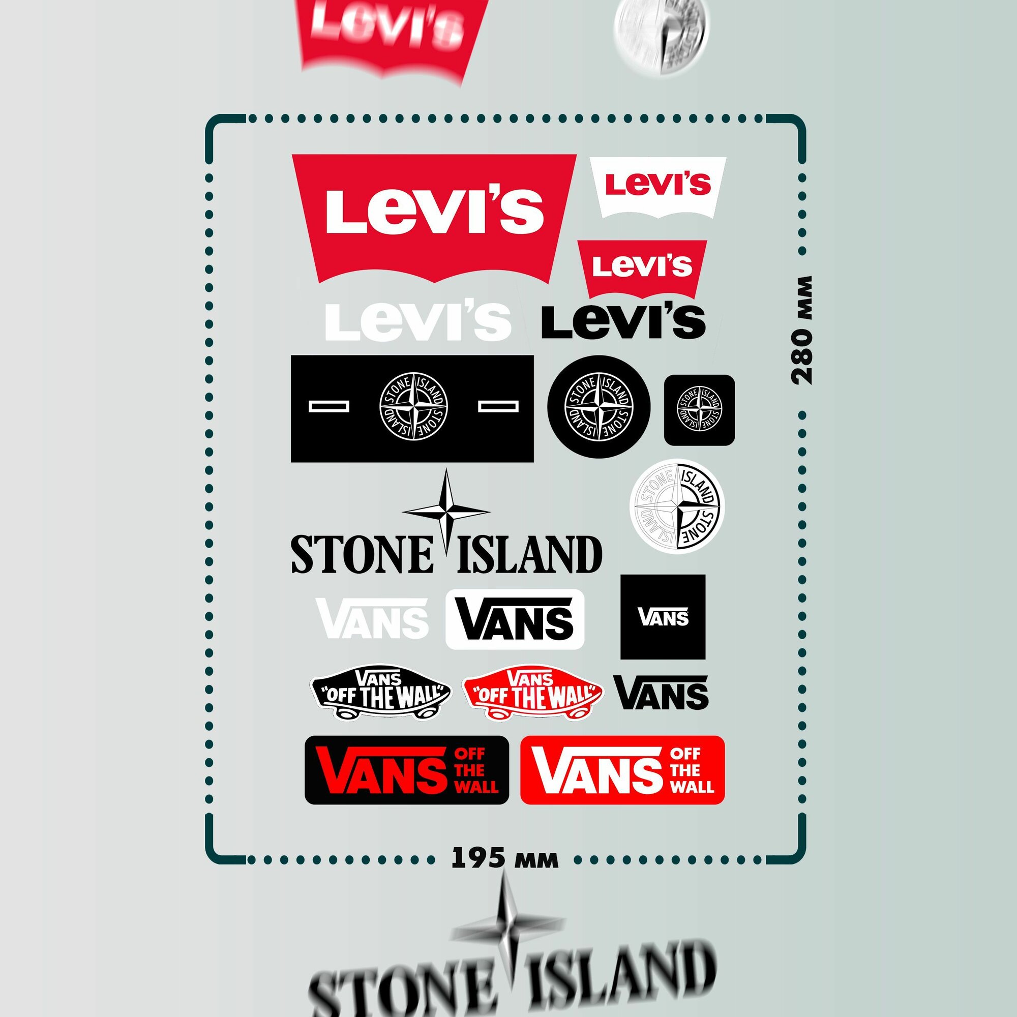 Термонаклейки на одежду Levis Vans Stone Island — фото 1