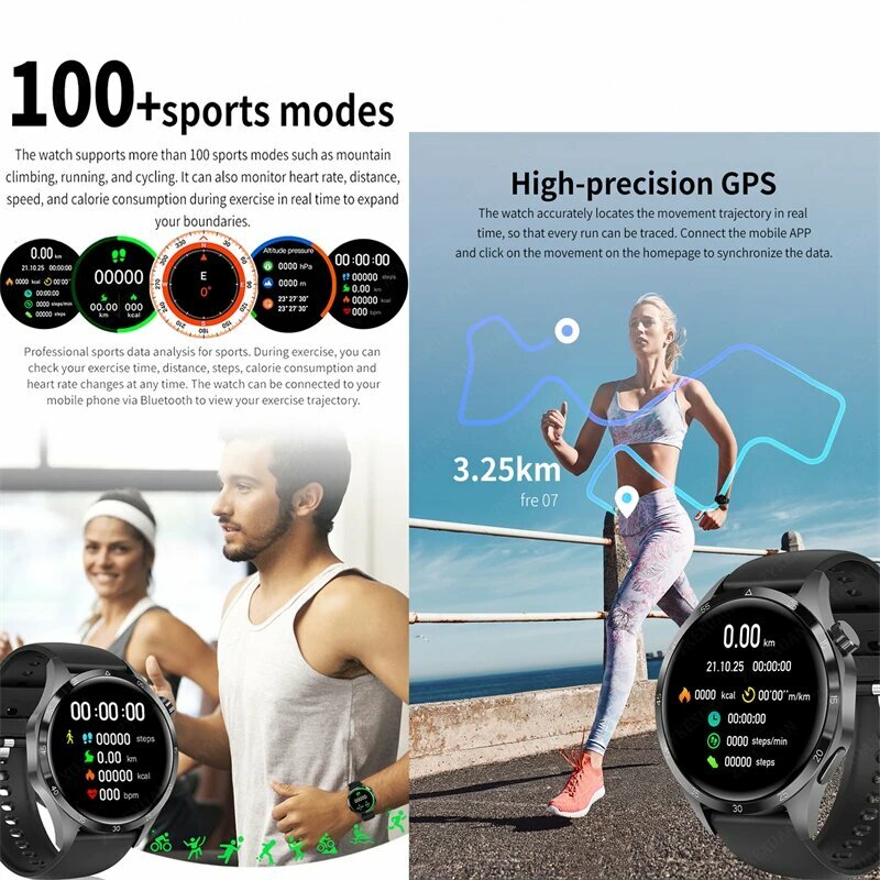 BOXUXING Smart Watch GT Series 4 Pro для мужчин, black mesh belt, GPS NFC Smart Watch — фото 1
