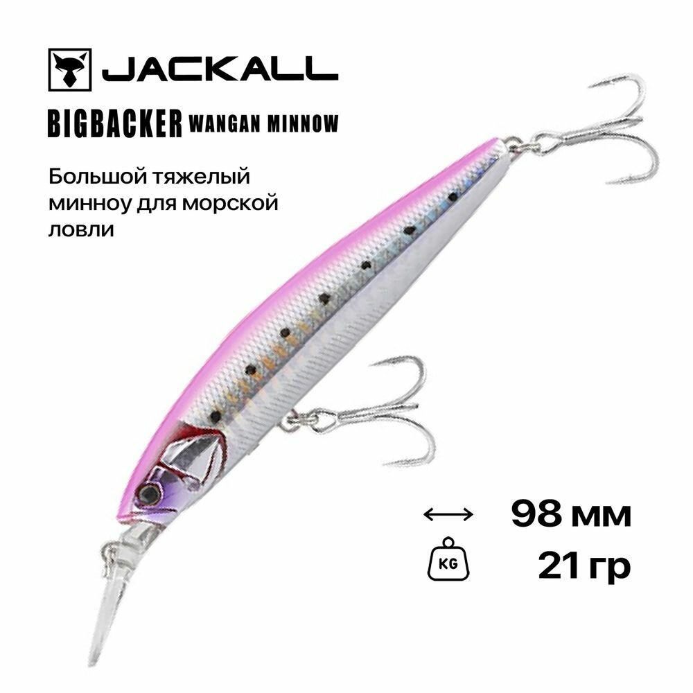 Воблер Jackall Big Backer Wangan Minnow 98S-LB 98 мм 21 гр #Pink Back Sardine
