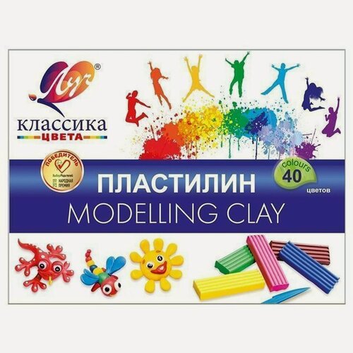 Изображение товара Пластилин 40 цветов Луч "Классика", 800г, со стеком (30С 1922-08), 6 уп.
