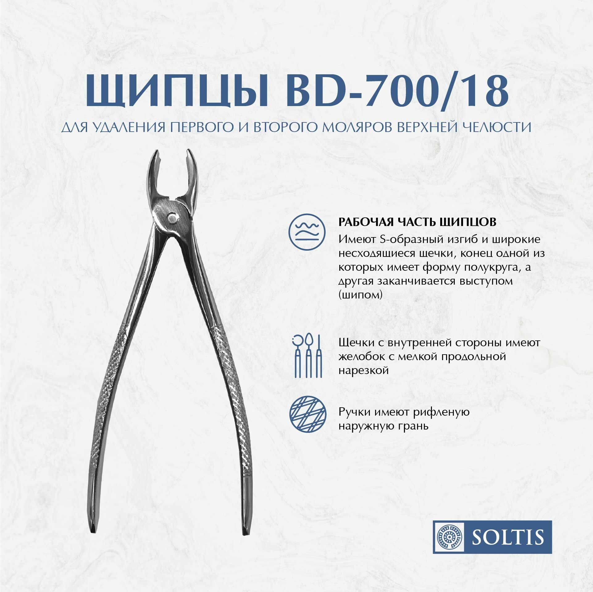 Щипцы № 18 для удаления моляров верхней челюсти левой стороны, BD-700/18
