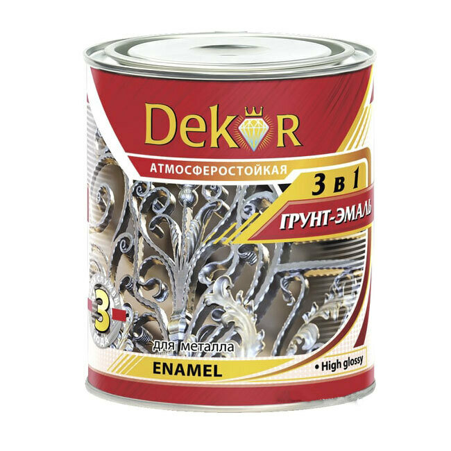 Грунт-эмаль 3в1 Dekor красно-коричневая (27кг)