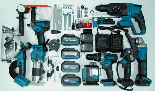 Изображение товара Аккумуляторный набор электроинструментов 8 в 1, бесщеточный с 4-мя АКБ по 6 Ан