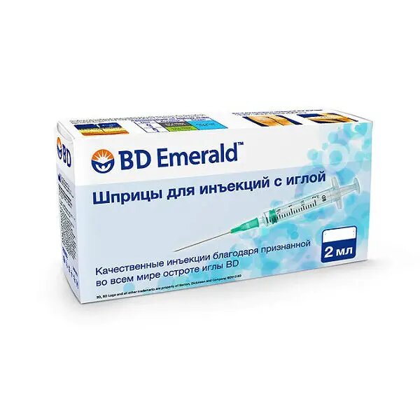 Шприц 3-х компонентный Emerald 2 мл 100 шт
