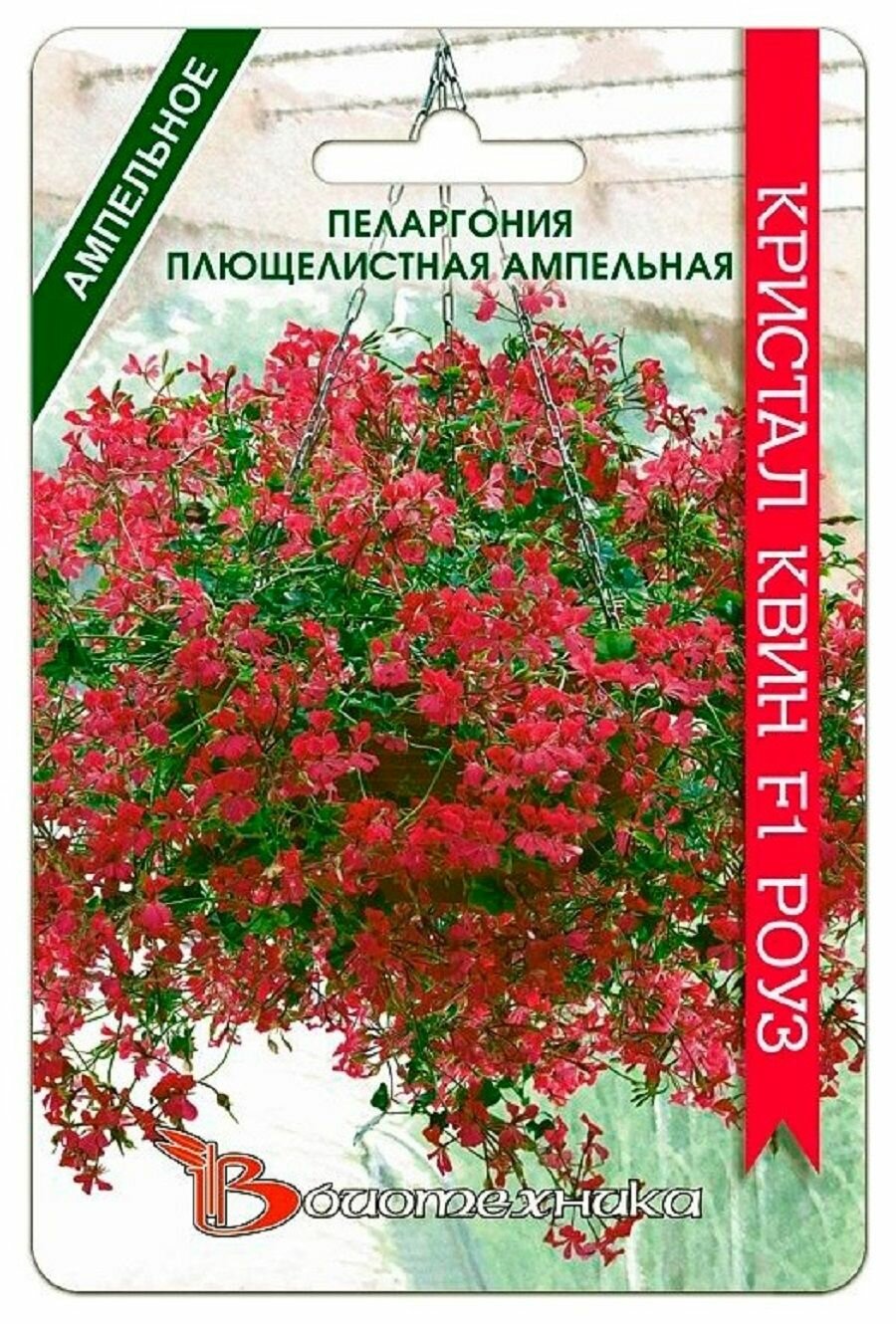 Пеларгония плющелистная ампельная Кристал Квин F1 Ред 5 Семян /Биотехника