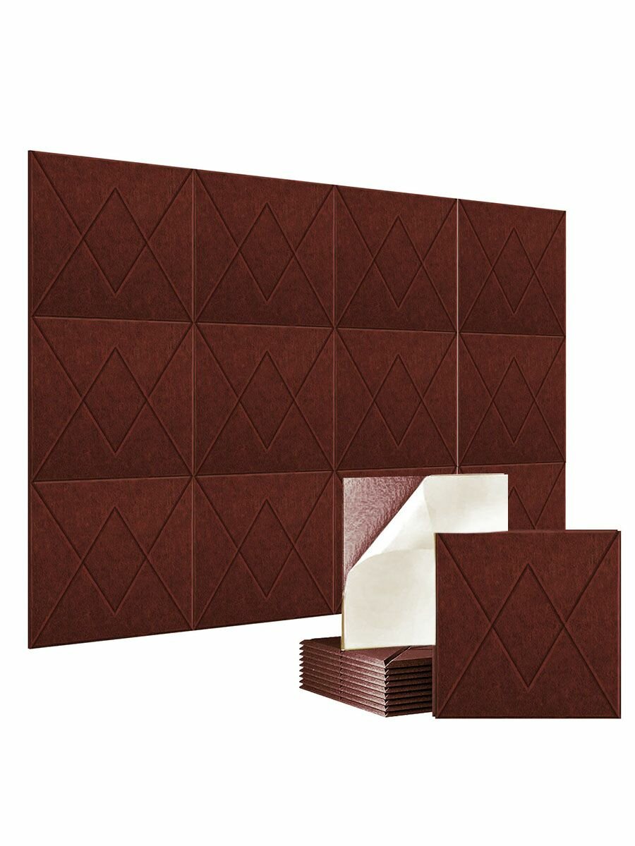 BEIYIN 24 шт. Звукопоглощающая плита из полиэстера материал 30x30x0.9cm самоклеющийся акустический Панель