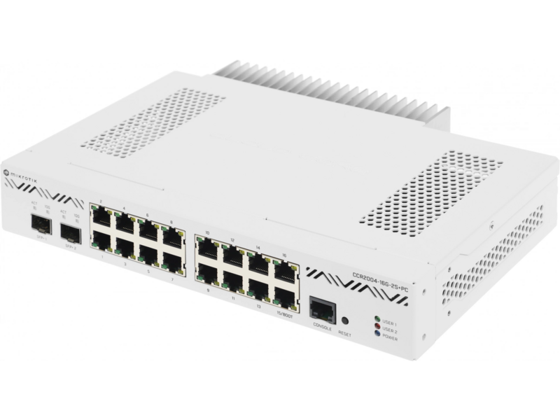 Маршрутизатор MikroTik Clod Core Router CCR2004-16G-2S+PC MikroTik 16*1Gbit RJ45, 2*10Gbit SFP+ Passive Cooling