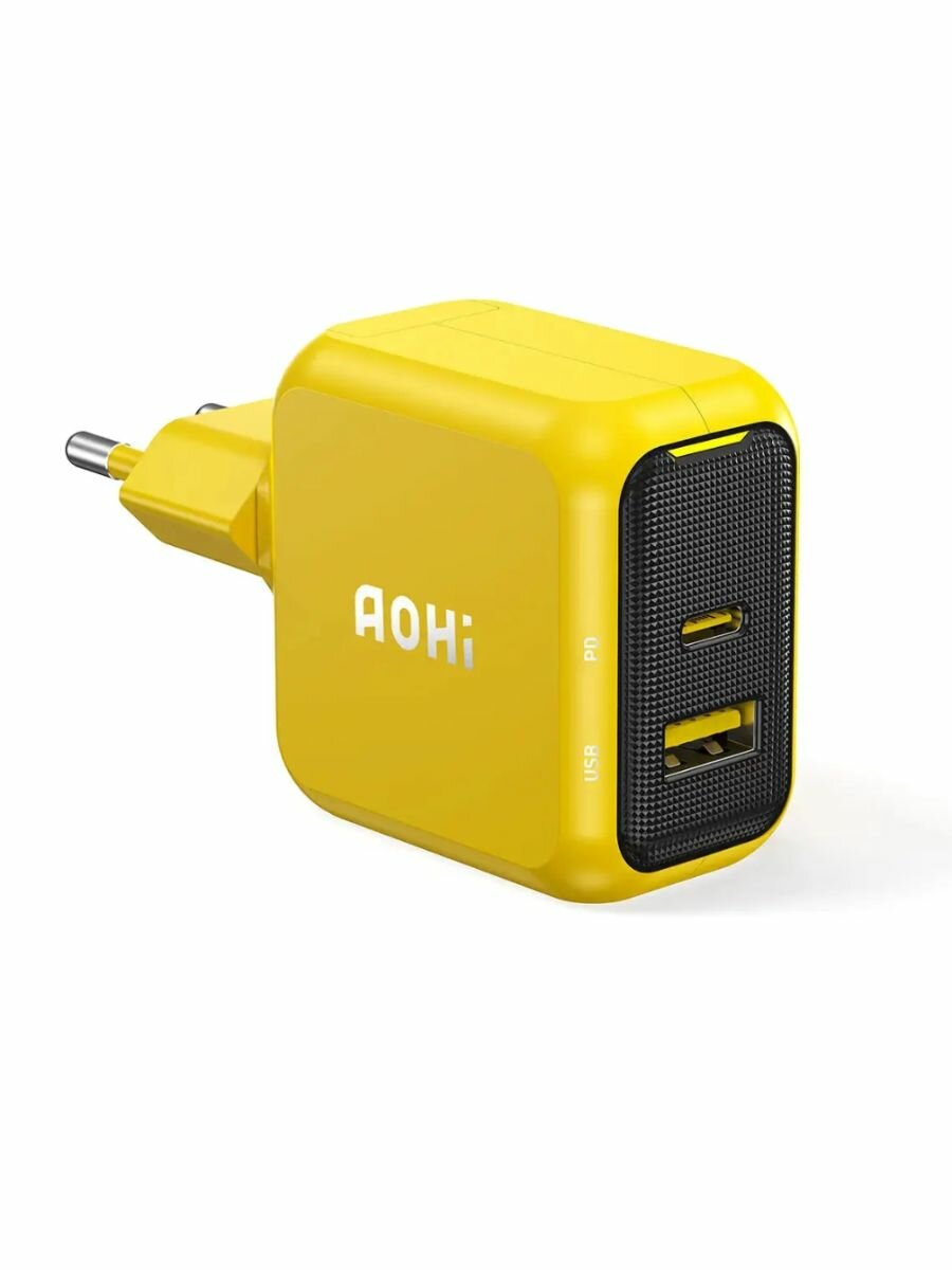 Сетевое зарядное устройство AOHi C+U 67W PD EU GaN Wall Charger (AOC-C011) , желтый
