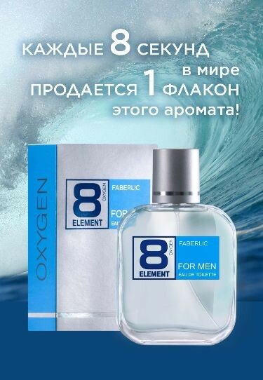 Faberlic Мужской парфюм, фруктовый аромат, Туалетная вода освежающая, Духи воздушные , Фаберлик 8 Element, 100 мл — фото 1