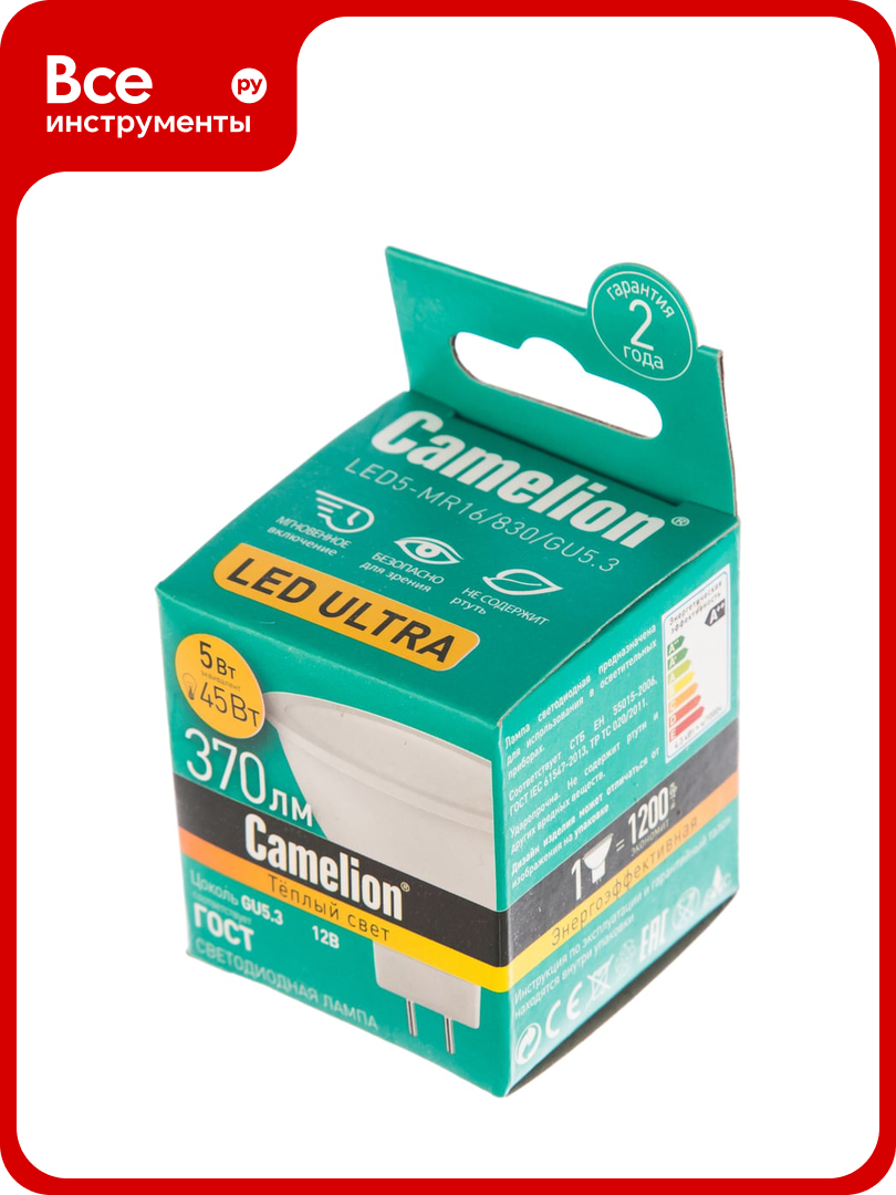 Светодиодная лампа Camelion LED5-MR16/830/GU5.3 5Вт 12В AC/DC 12025