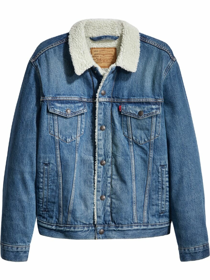 Куртка джинсовая Levi's Men TYPE 3 SHERPA TRUCKER, размер S, синий/белый — фото 1