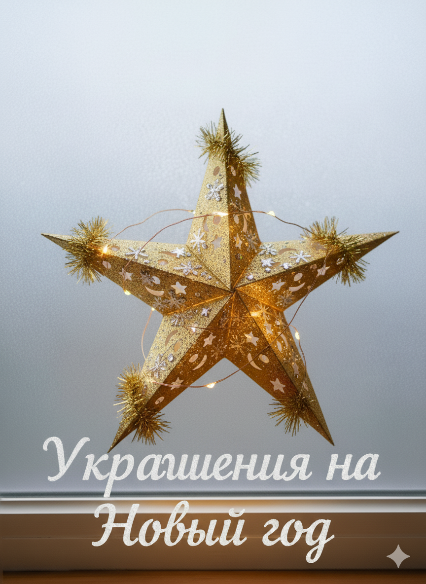 Звезда бумажная сборная с подсветкой /декор для дома /подвесная звезда золотая