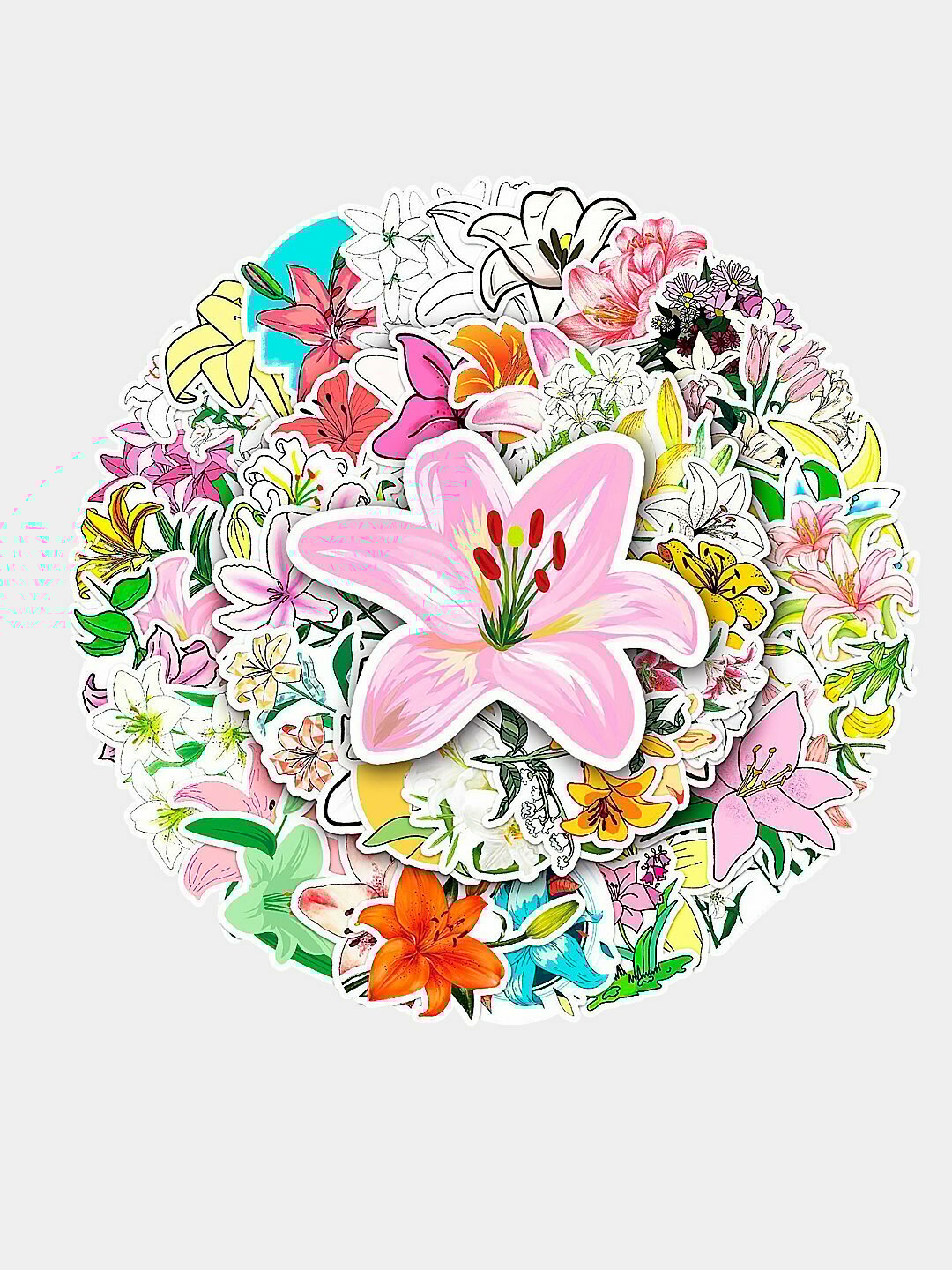 Наклейки для декора, телефона, ноутбука набор 50 шт, более 15 видов, Лилия