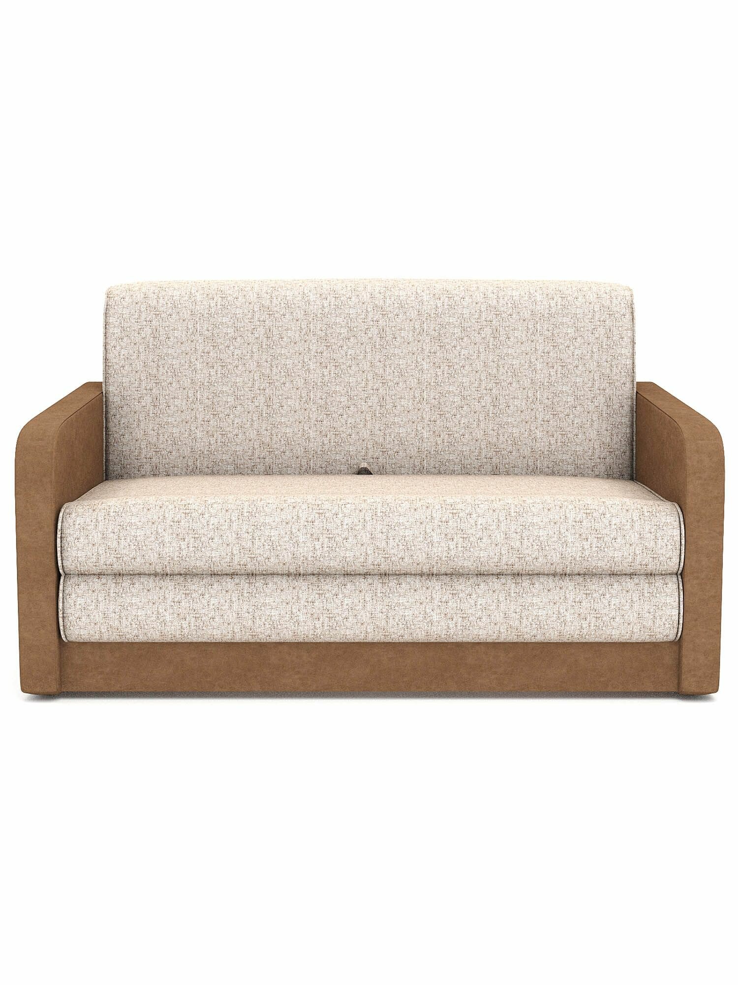 Диван раскладной двуспальный 140 см мягкие локти флок бежево-коричневый 73+88 / олмп