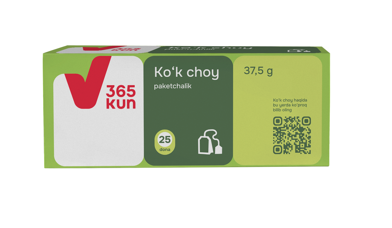 Чай зелёный пакетированный 365 KUN, 25×1,5 г