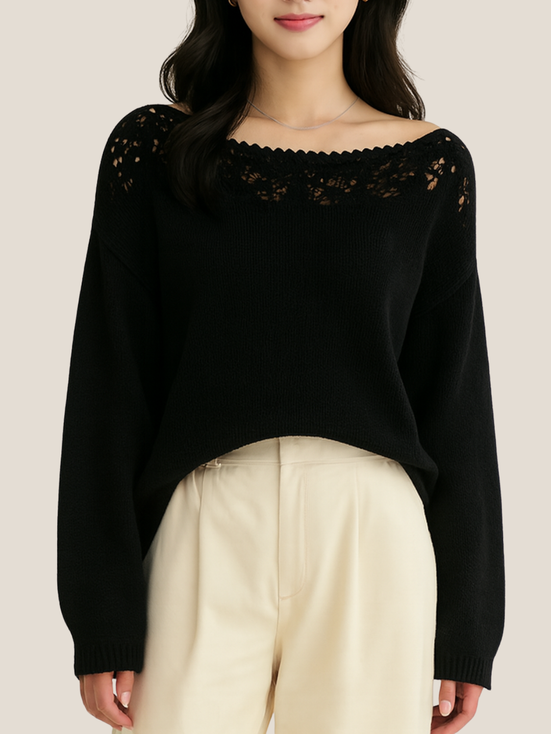 Свитер  Свитер Elly Fashion с кружевной отделкой