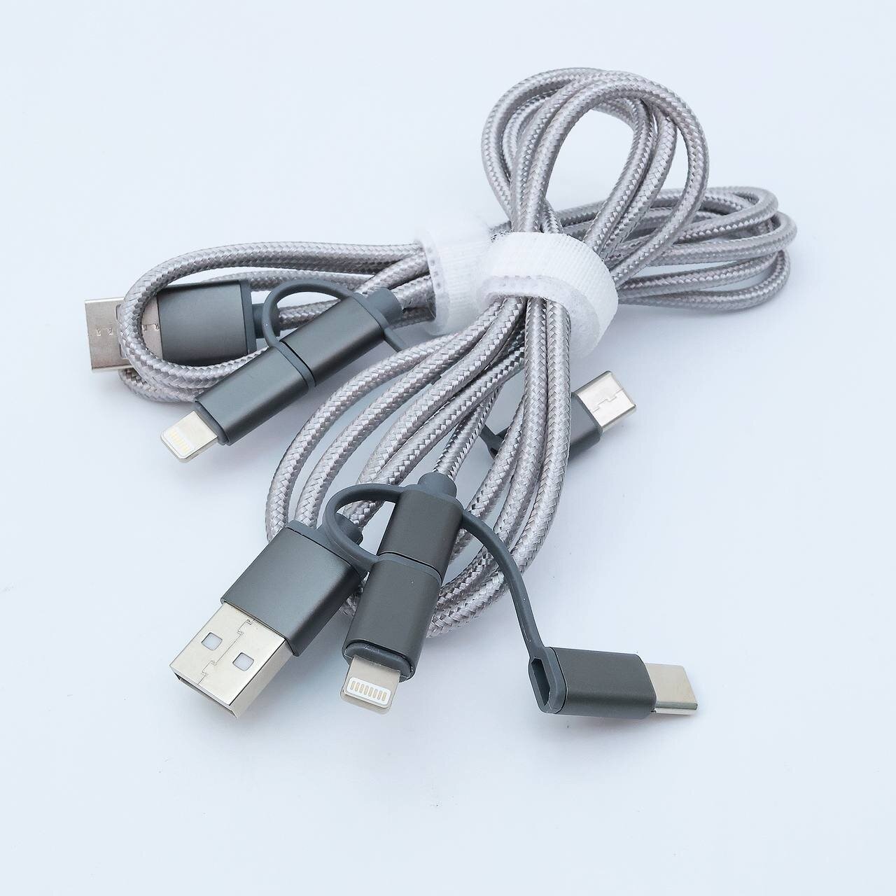 Зарядное устройство V8 USB 3in1 с поддержкой IPL, TYPE-C и быстрой зарядкой, серый цвет, оригинал