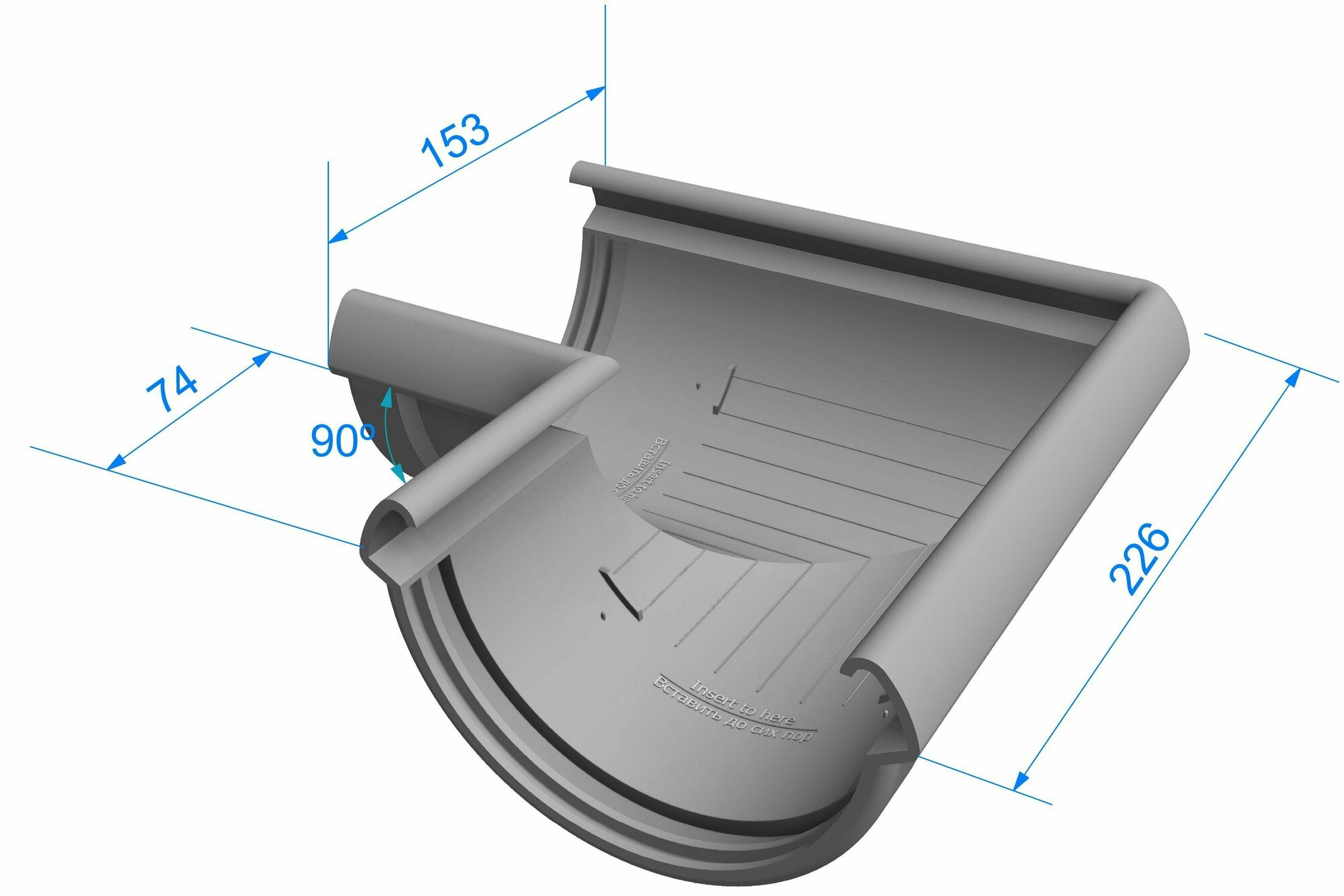 Угловой элемент водостока Docke LUX, 90 градусов, пластик, шоколад — фото 1