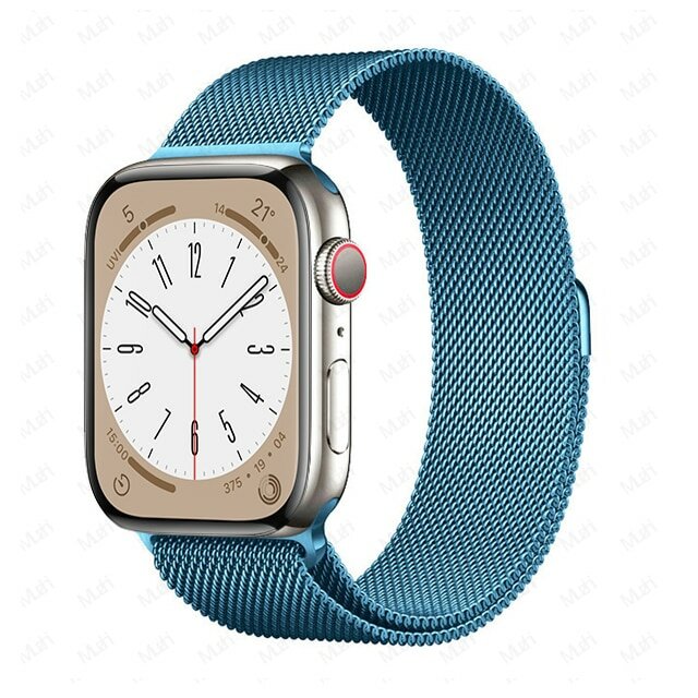 Ремешок миланcкий из нержавеющей стали Milanese Loop для Apple Watch 42/44/45/49 мм 255мм на магните красный (14)