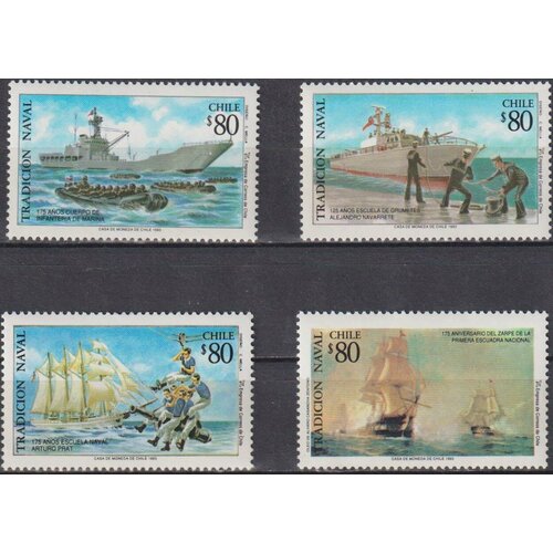 Почтовые марки Чили 1993г. Морские традиции Корабли, Военный флот, Парусники MNH