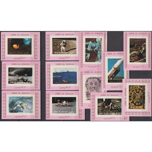 Почтовые марки ОАЭ 1973г. История космических путешествий - люкс блоки Космические корабли MNH почтовые марки оаэ 1973г млекопитающие люкс блоки фауна mnh