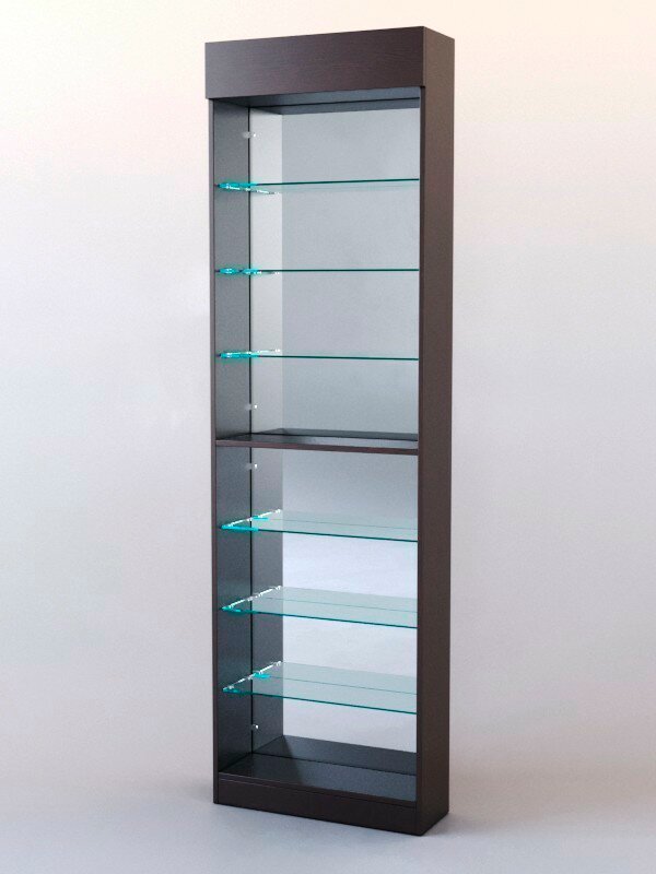 фото Стеллаж "шалость" №2-2-600 (задняя стенка зеркало), Дуб Венге 60 x 20 x 200 см (ДхШхВ)