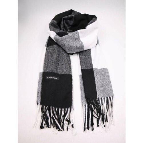 фото Шарф cashmere для женщин,180х70 см, универсальный, черный/белый