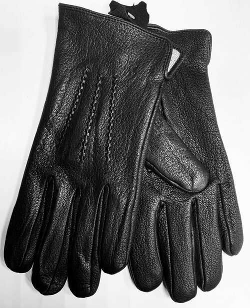 Мужские теплые перчатки из кожи оленя с подкладкой из шерсти, размер 10,5