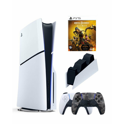 Приставка Sony Playstation 5 slim 1 Tb+2-ой геймпад(Camo)+зарядное+Мортал Комбат 11 игровая приставка sony playstation 5 с дисководом 2000a japan 2й черный джойстик