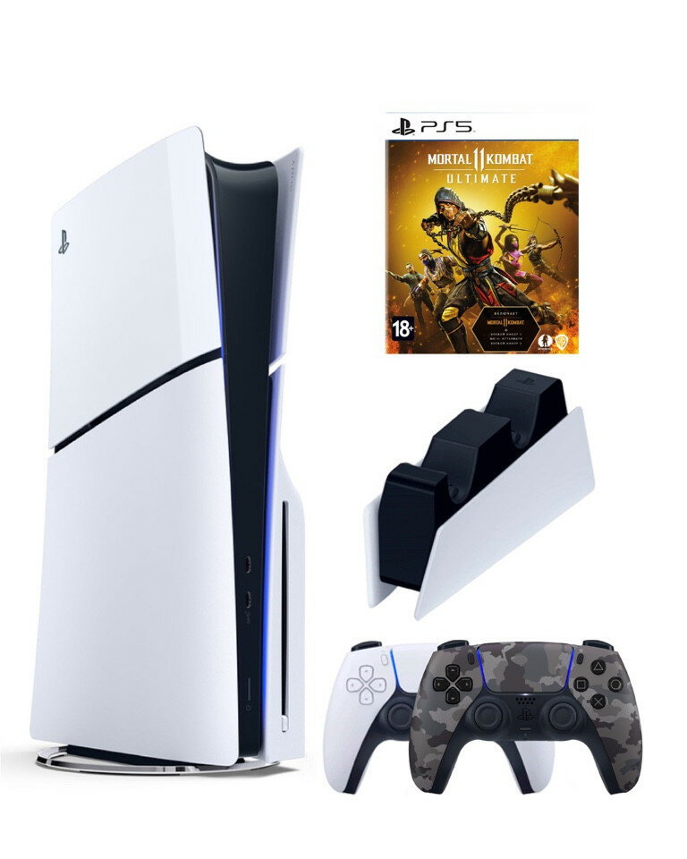 Приставка Sony Playstation 5 slim 1 Tb+2-ой геймпад(Camo)+зарядное+Мортал Комбат 11