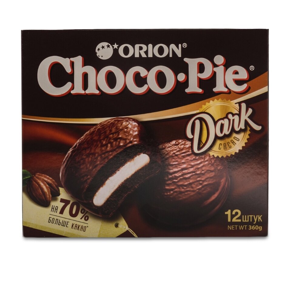 Пирожное Choco Pie Orion Dark Cacao, 12×30 г