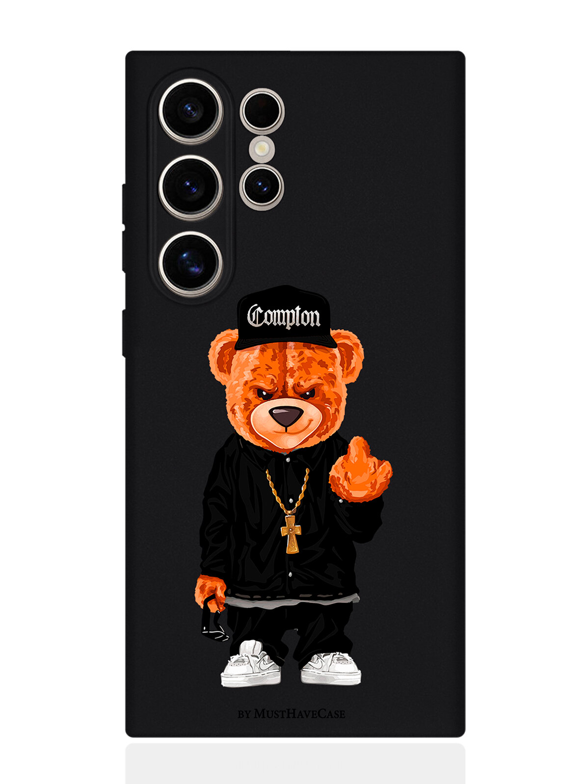 Чехол для смартфона Samsung S24 Ultra черный силиконовый Мишка Compton