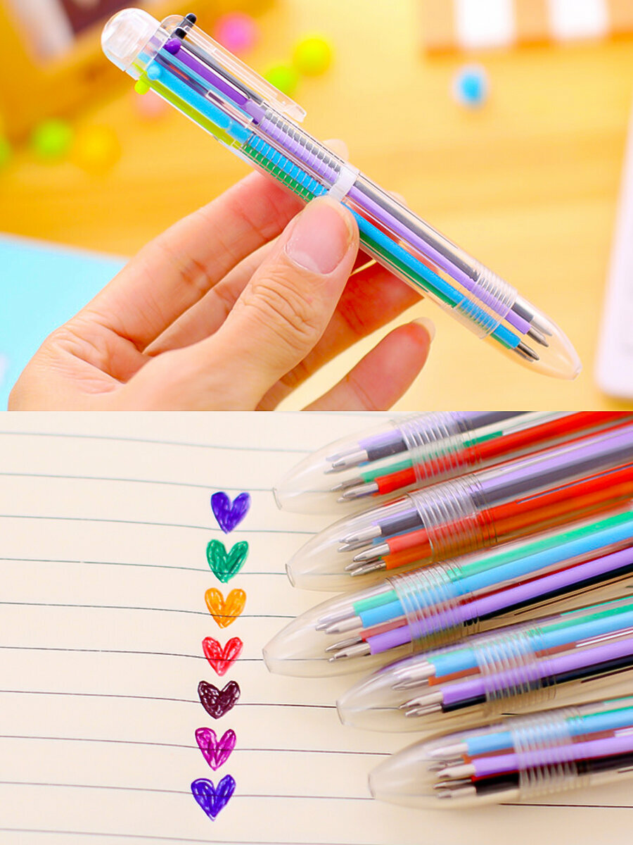 Ручка шариковая, школьная для письма, многоцветная