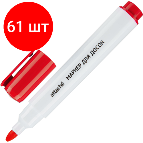 Комплект 61 штук, Маркер для белых досок Attache Economy красный 5мм attache маркер для досок 1 5 мм красный