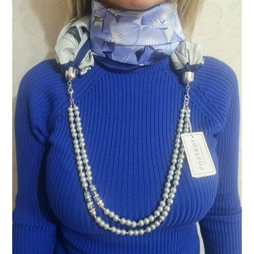 фото Платок foxtrot,92х90 см, голубой, серый