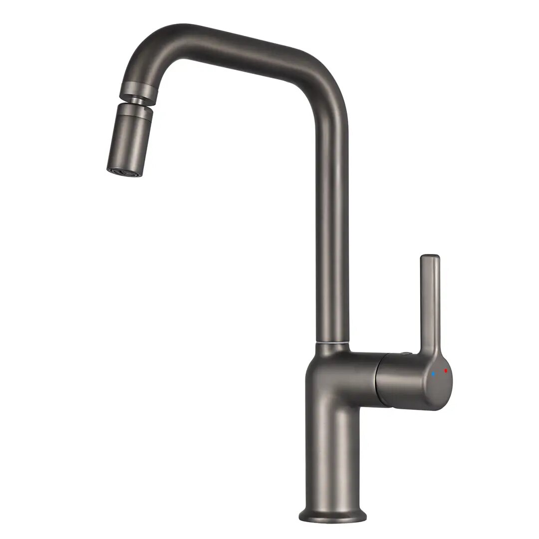 фото Смеситель кухонный Delinia Ина высота 34.2 см цвет вороненая сталь