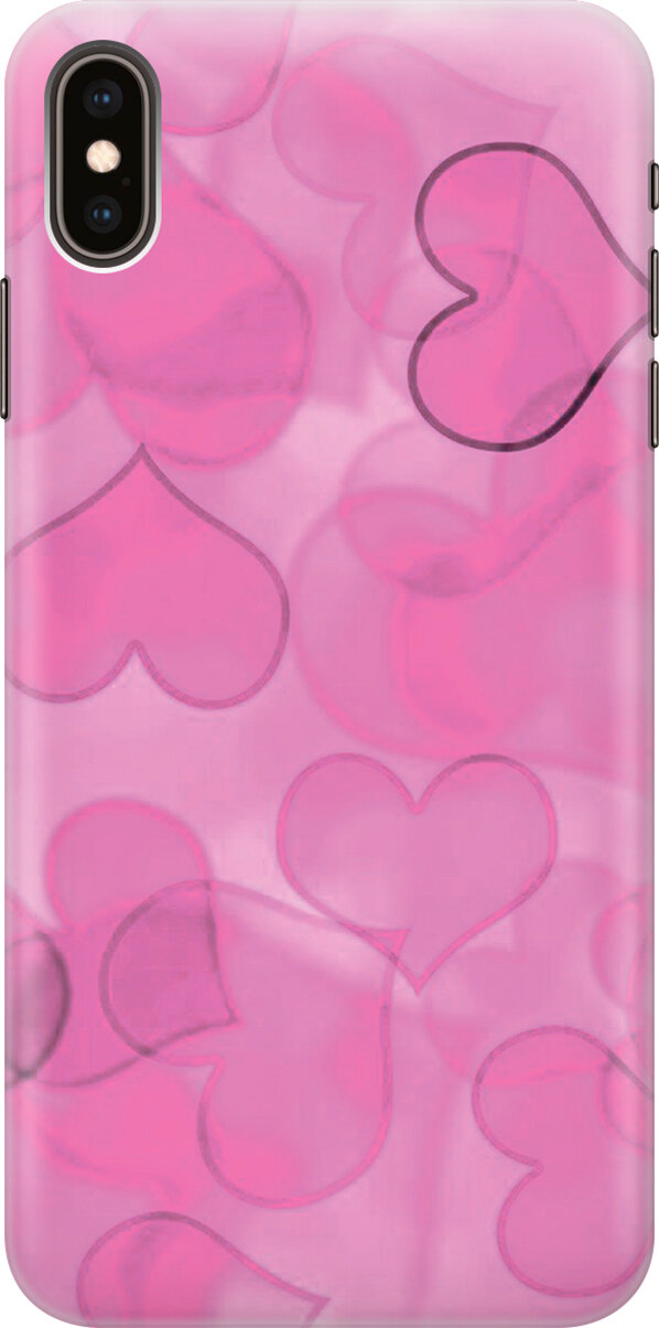 Силиконовый чехол на Apple iPhone XS Max / Эпл Айфон Икс Эс Макс с рисунком "Розовые сердечки"