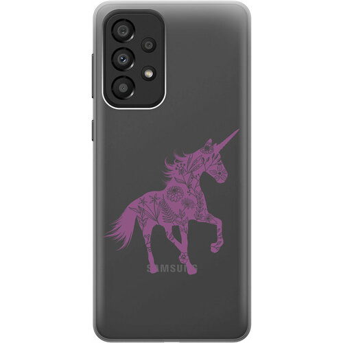 Силиконовый чехол на Samsung Galaxy A33 5G, Самсунг А33 5Г с 3D принтом Floral Unicorn прозрачный силиконовый чехол на samsung galaxy a33 5g самсунг а33 5г silky touch premium с принтом floral unicorn светло розовый