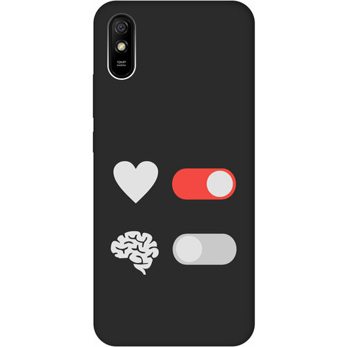 Матовый Soft Touch силиконовый чехол на Xiaomi Redmi 9A, Сяоми Редми 9А с 3D принтом Brain Off W черный матовый soft touch силиконовый чехол на xiaomi redmi 5 сяоми редми 5 с 3d принтом brain off w черный