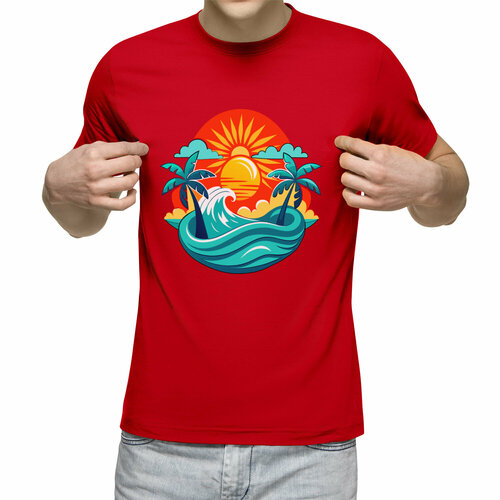 Футболка Us Basic, размер L, красный мужская футболка пляжный пейзаж s белый